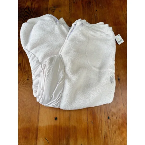 Free People FP Movement Sundown Fleece Pants white medium ski cozy lounge new - Picture 15 of 16